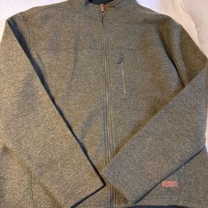 Sherpa dark green Zip Up Jacket with Stand Up Collar and Fleece Texture